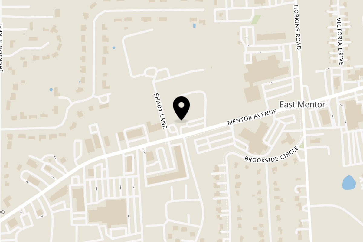 Map showing the location of Longo's Pizza Mentor Avenue on 8907 Mentor Ave in Mentor